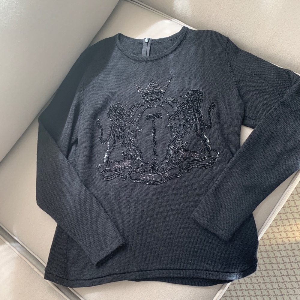 Zang Toi cashmere beaded crest sweater